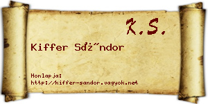 Kiffer Sándor névjegykártya